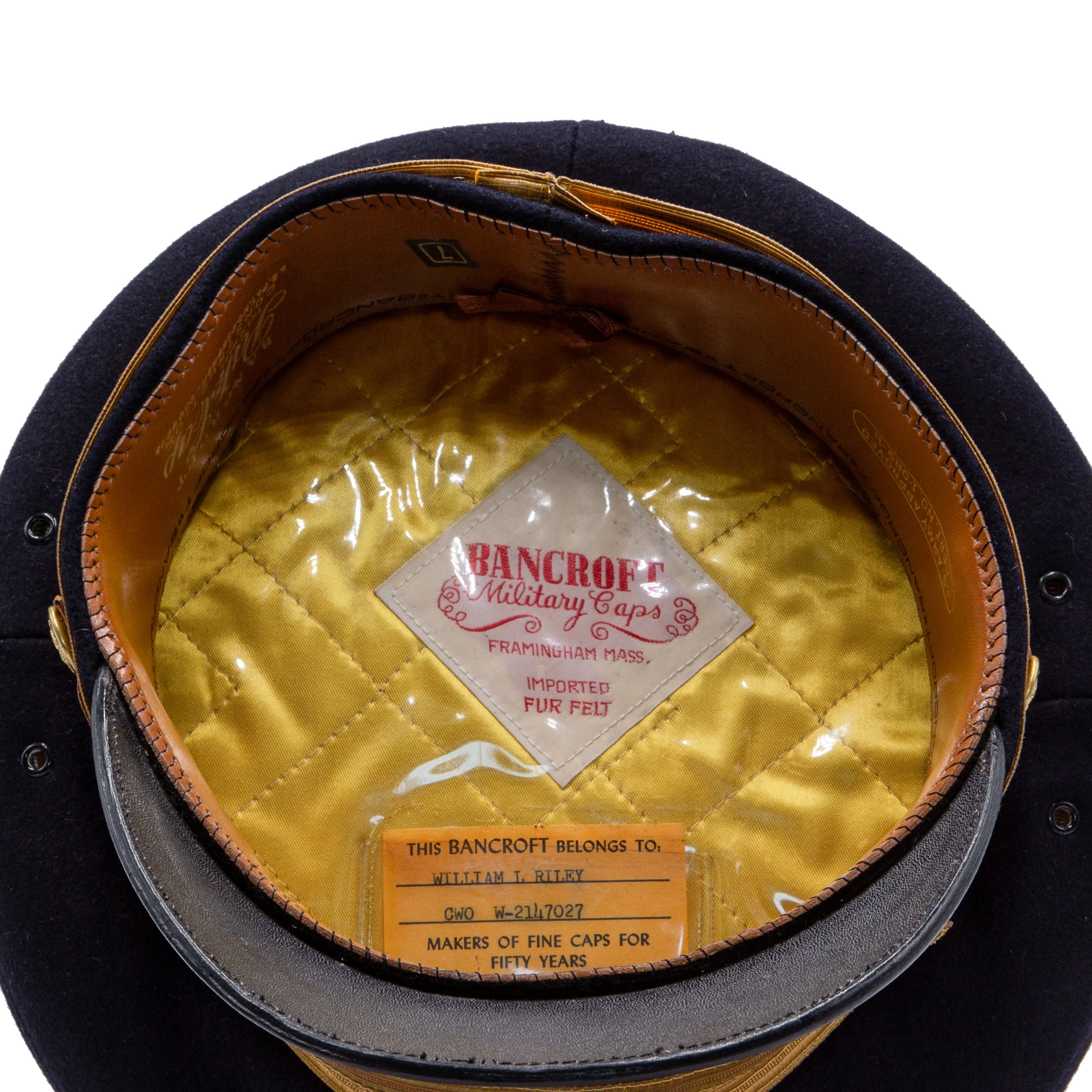 Stunning Original 1960s Bancroft Class A Warrant Officer Dress Blue Visor Cap - 7 - Image 4